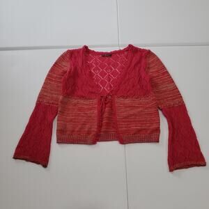 Y2K 90s Witch Fairy Sisley Sweater Womens Small Red Knit Cardigan Italy Wool
